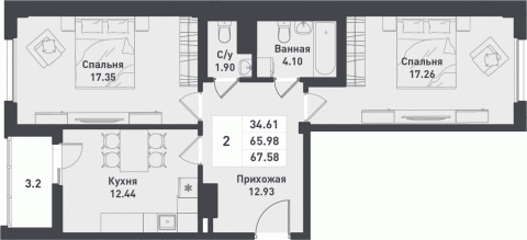 2-комнатная квартира 